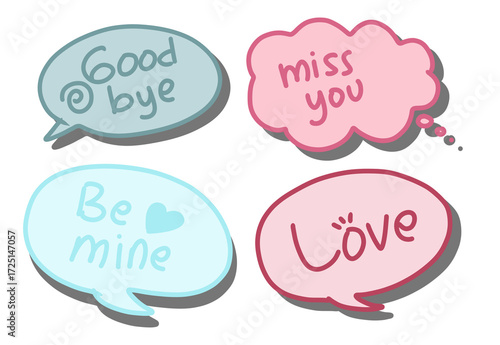 Set speech bubble chat massage talk symbol 