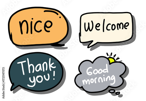 Set speech bubble chat massage talk symbol 