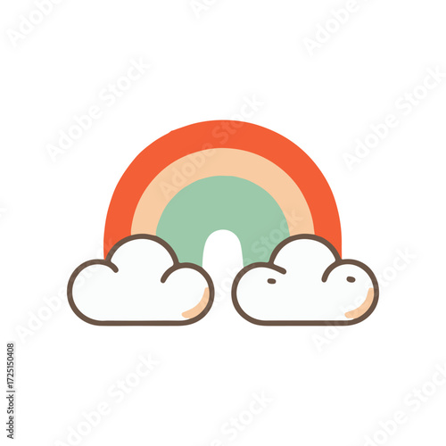 A colorful rainbow arching over fluffy clouds in a bright sky, symbolizing hope and joy
