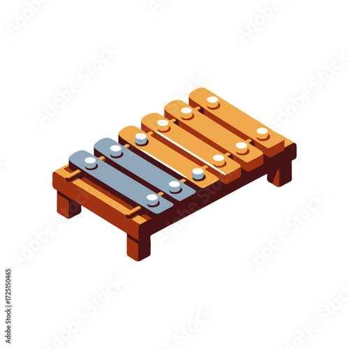 A colorful wooden xylophone instrument on a white background, ideal for music education and play