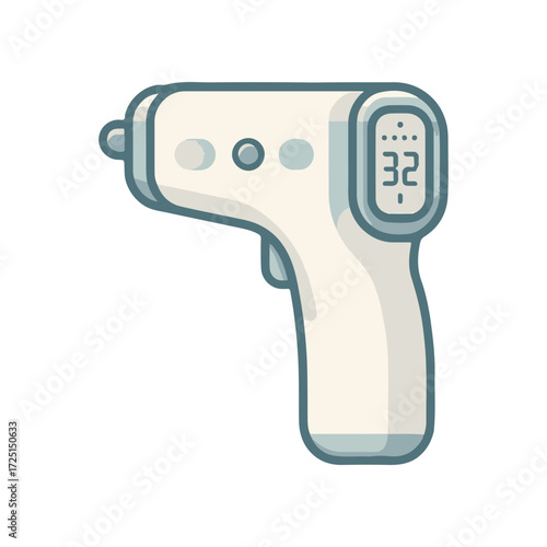 A digital infrared thermometer displaying a temperature reading, ideal for health monitoring