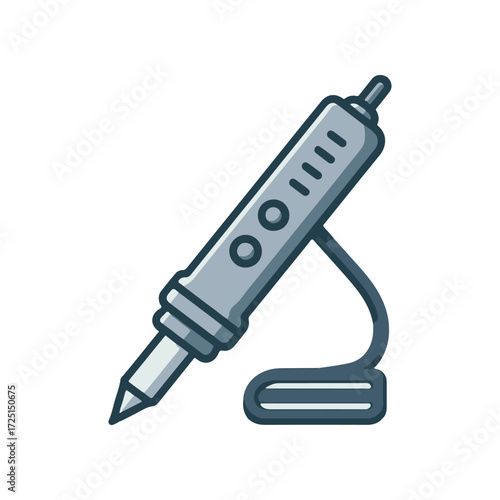 A digital drawing tablet stylus resting on a desk with vibrant sketches in the background