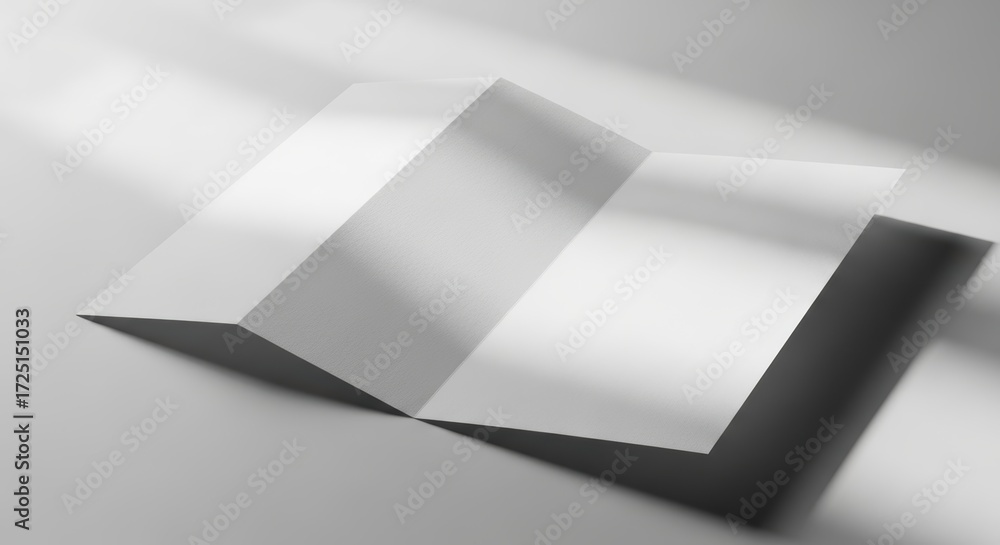 Fototapeta premium White Paper Trifold Brochure with Shadow on Clean Background