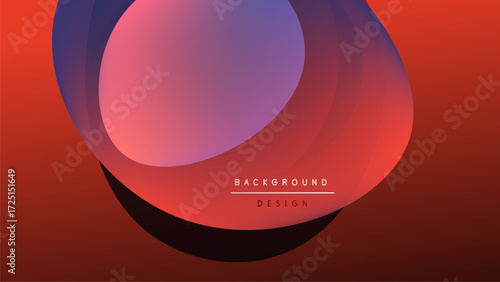 Abstract fluid shapes overlap, creating vibrant gradients. Red, purple hues dominate dark background. Modern design element.
