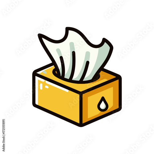 A vibrant tissue box with tissues emerging, set against a minimalistic background