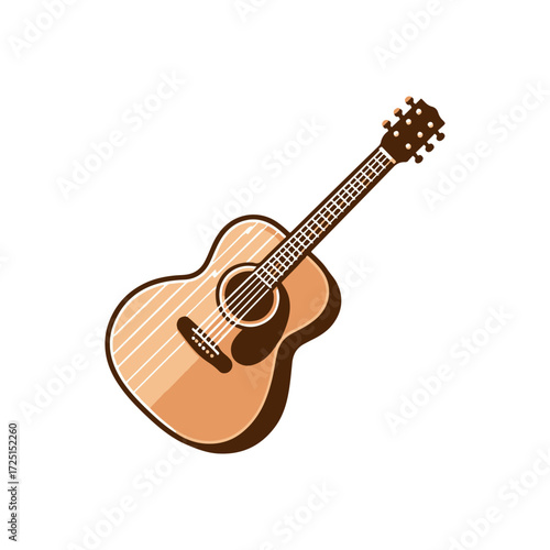 Acoustic guitar illustration on a plain background, showcasing its elegant shape and design