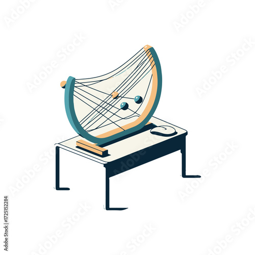 Artistic representation of a scientific model on a desk, showcasing a unique design with a backdrop of creativity