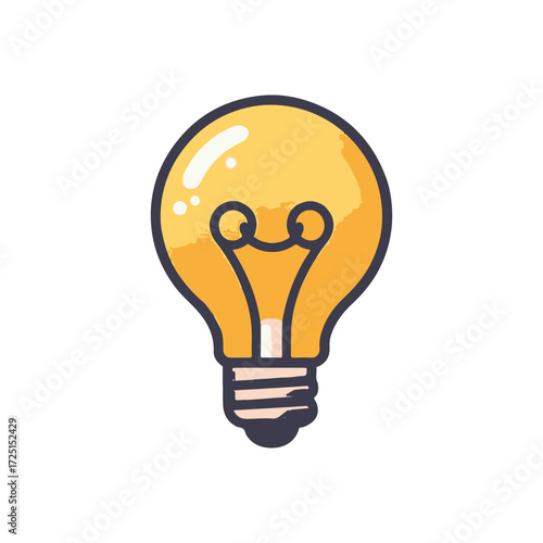 Bright yellow light bulb illustration symbolizing creativity and innovation against a white background