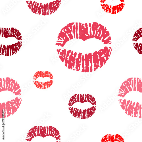 Vector seamless pattern with varicolored lips prints on white background