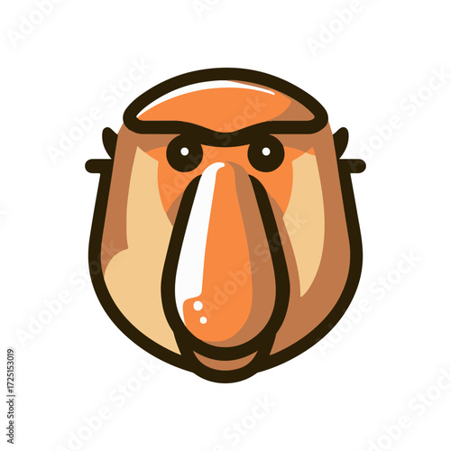 Cartoonish baboon face illustration featuring exaggerated features and vibrant colors