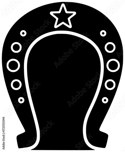 horseshoe illustration horse silhouette shoe logo lucky icon luck outline western steel good fortune white element metal old vintage shape and vector graphic background
