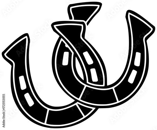 horseshoe illustration horse silhouette shoe logo lucky icon luck outline western steel good fortune white element metal old vintage shape and vector graphic background