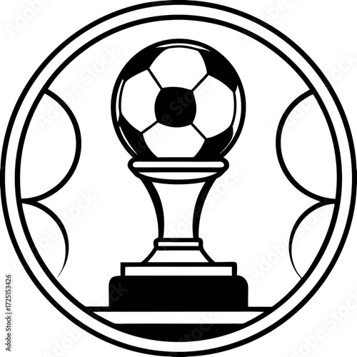 Soccer ball trophy in a circle for champion