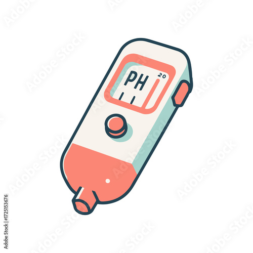 Close-up of a digital pH meter used for measuring acidity in various liquids, showcasing its display and design