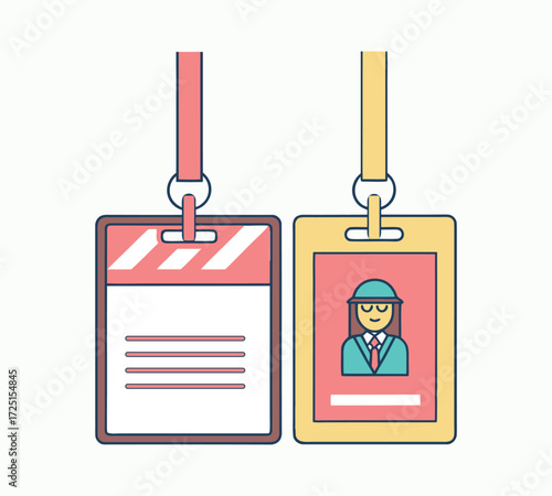 Vector art of two identification badges, one with person icon