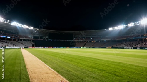 Golden Cricket Trophy on Pitch with Stadium Lights at Night