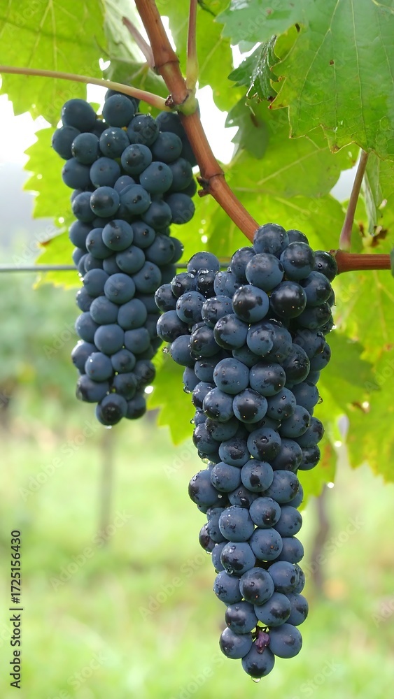 Fototapeta premium Blue grapes on vine