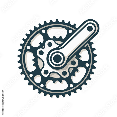 Detailed illustration of a bicycle crankset showcasing gears and chainring design