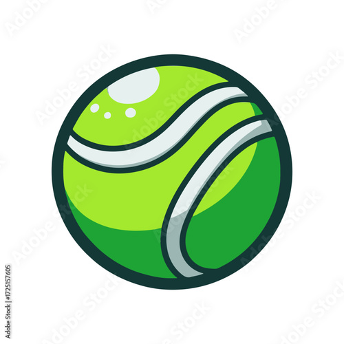 Vibrant green tennis ball with white stripes, isolated on a clean background, ideal for sports themes