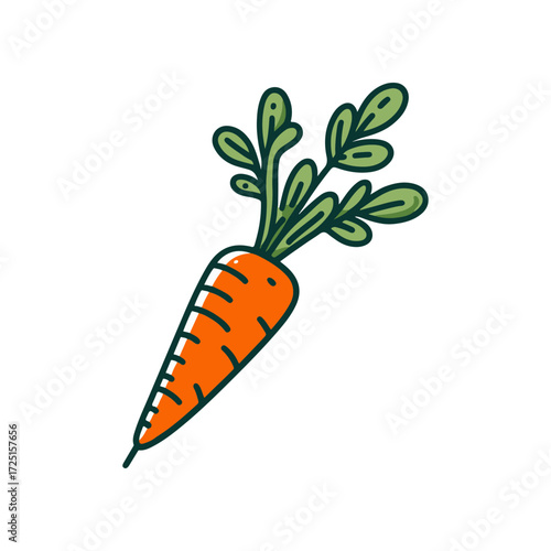 Vibrant orange carrot with green leaves, isolated on a white background for culinary use