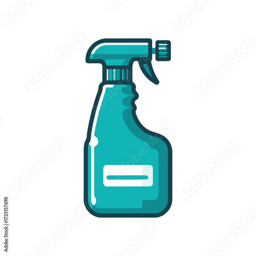 Vibrant turquoise spray bottle for cleaning, set against a minimal white background