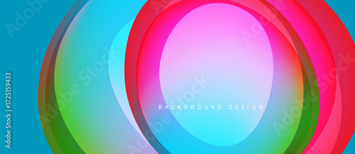 Abstract vibrant circles overlap, creating dynamic colorful background. Smooth gradients blend hues, offering modern visual appeal.