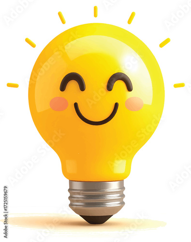 Spark innovation with this adorable lightbulb mascot, radiating positivity and creative energy for your next project or campaign