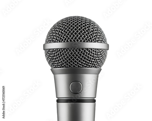 Shiny siilver microphone for prodcast and events isolated on white background