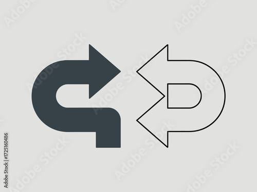 Vector illustration of two arrows showing direction and reversal on a light gray background