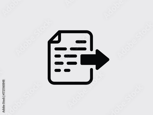 Vector illustration of document with arrow indicating data transfer or export