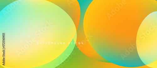 Abstract vibrant circles overlap, creating gradient hues. Yellows, oranges, teals blend smoothly. Modern design element for backgrounds.