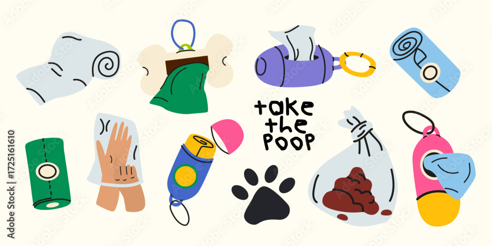 Αυτοκόλλητο Clean up after your dog cartoon stickers in retro style