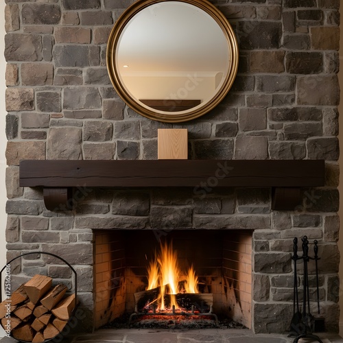 Cozy Living Room Fireplace With Natural Stone Hearth And Warm Ambiance