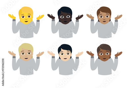 person shrugging his shoulders idk I don't know clueless emoji symbol sign icon vector illustration isolated flat non-binary