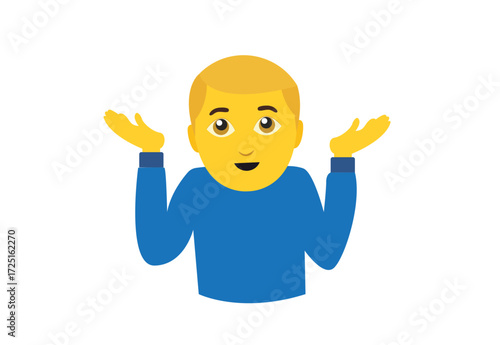 man shrugging his shoulders idk I don't know clueless emoji symbol sign icon vector illustration isolated flat