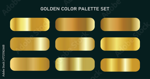 Set of Golden premium gradient. Luxury gold gradient color palette swatch set, premium gradient metallic foil gold. Golden bar set.