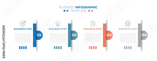 Infographic design with place for your data. 4 Step Infographic Communication. Business Development Concept Infographic Design with Editable Line icon.  Vector illustration. 