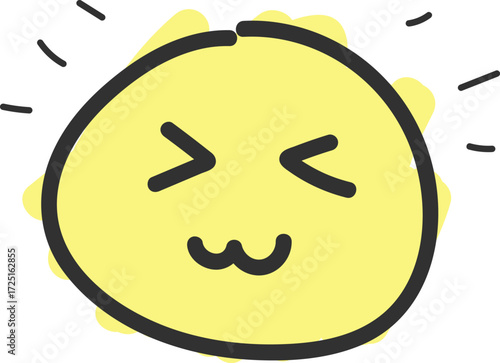 Cute Yellow Emoji Face with Squinting Eyes and Happy Expression