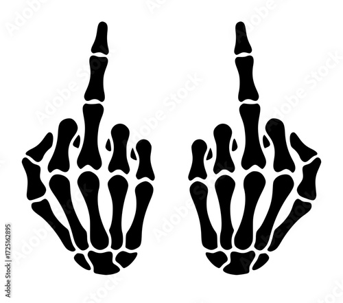 Two skeleton hands giving the middle finger, rebellious, edgy, punk, Halloween, death