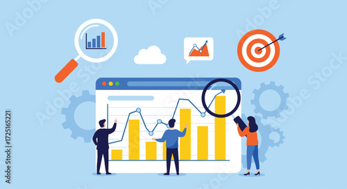 Business analytics and data visualization for strategic growth and decision making vector