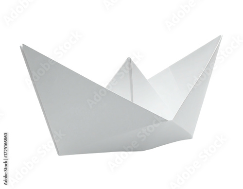Simple, light gray paper boat, origami style