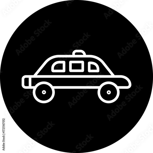 Police Car Line Icon Style
