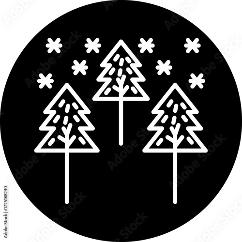 Snow Forest Line Icon Style