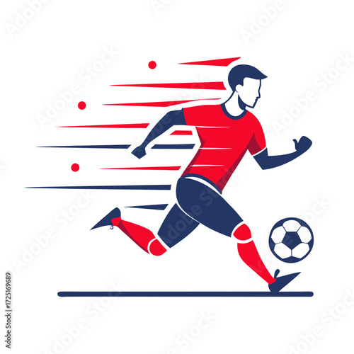 Dynamic soccer player in motion vector illustration on white