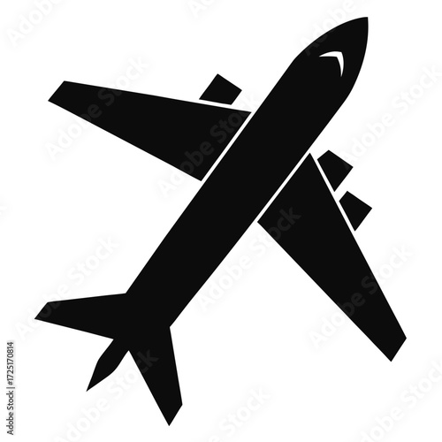 airplane travel vector icon silhouette black on white background
