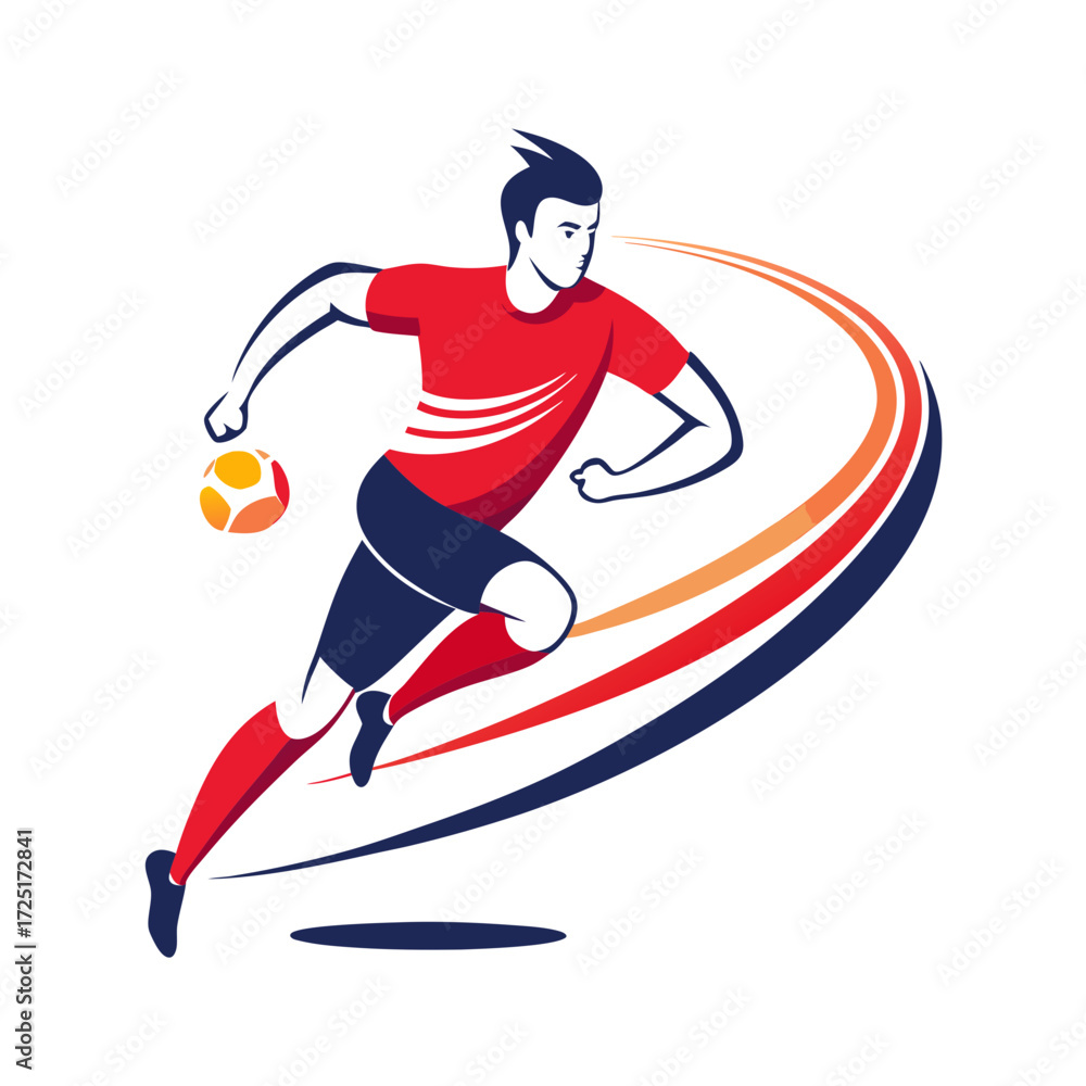 Obraz premium Dynamic soccer player in motion graphic vector illustration