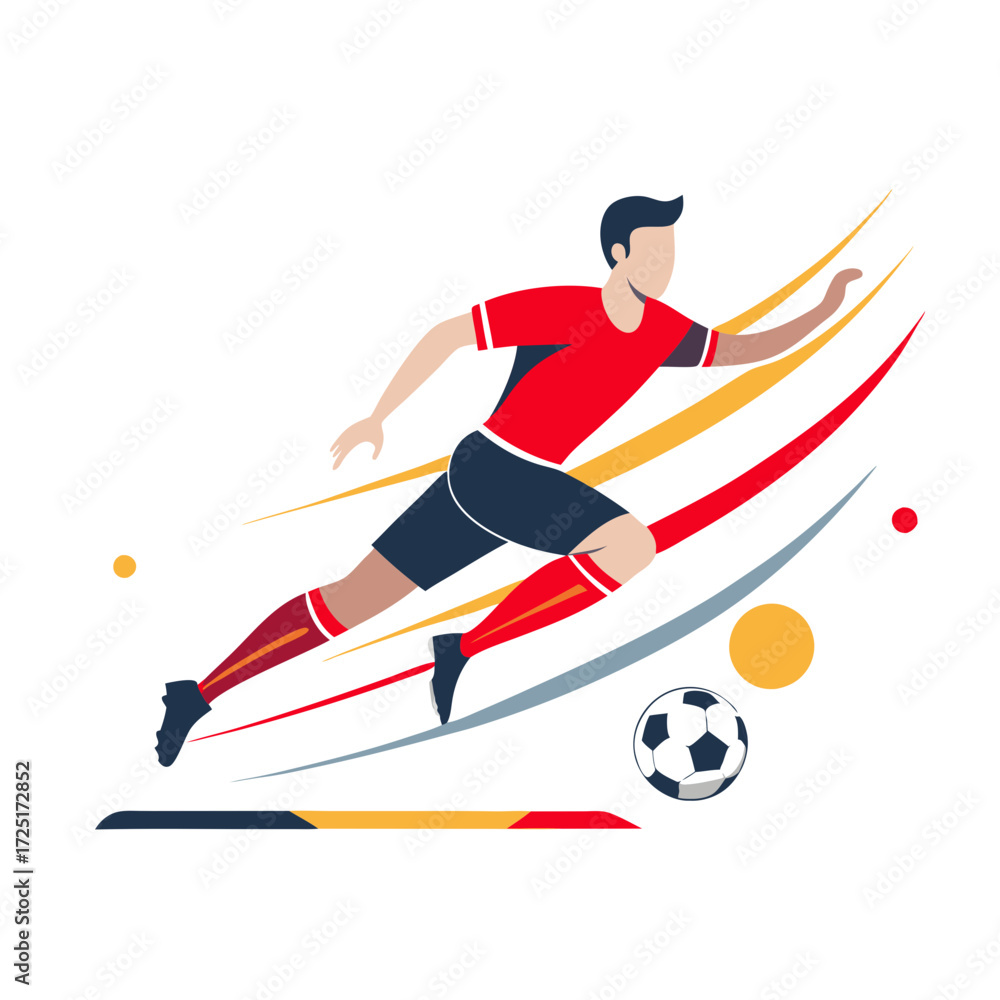 Fototapeta premium Dynamic soccer player illustration with graphic speed lines design