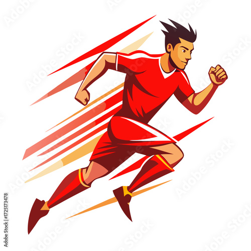 Dynamic vector illustration of athlete sprinting with motion lines