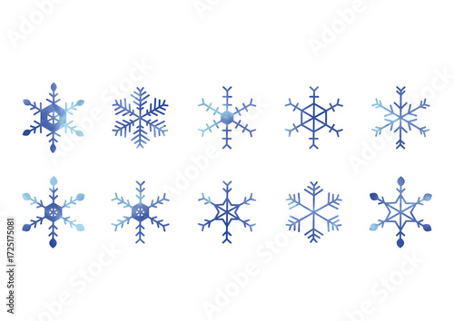 シンプルな水彩テクスチャの雪の結晶のイラスト