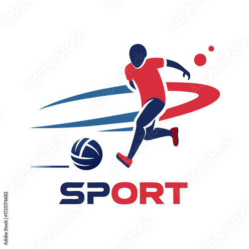 Dynamic sports graphic featuring a soccer player and ball